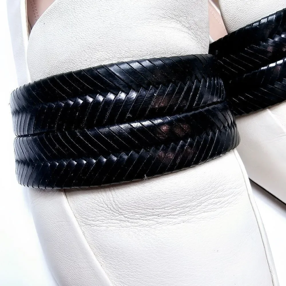 & Daughters AD Korean Braided Keeper Detail Leather Block Heel Loafers Size 8.5